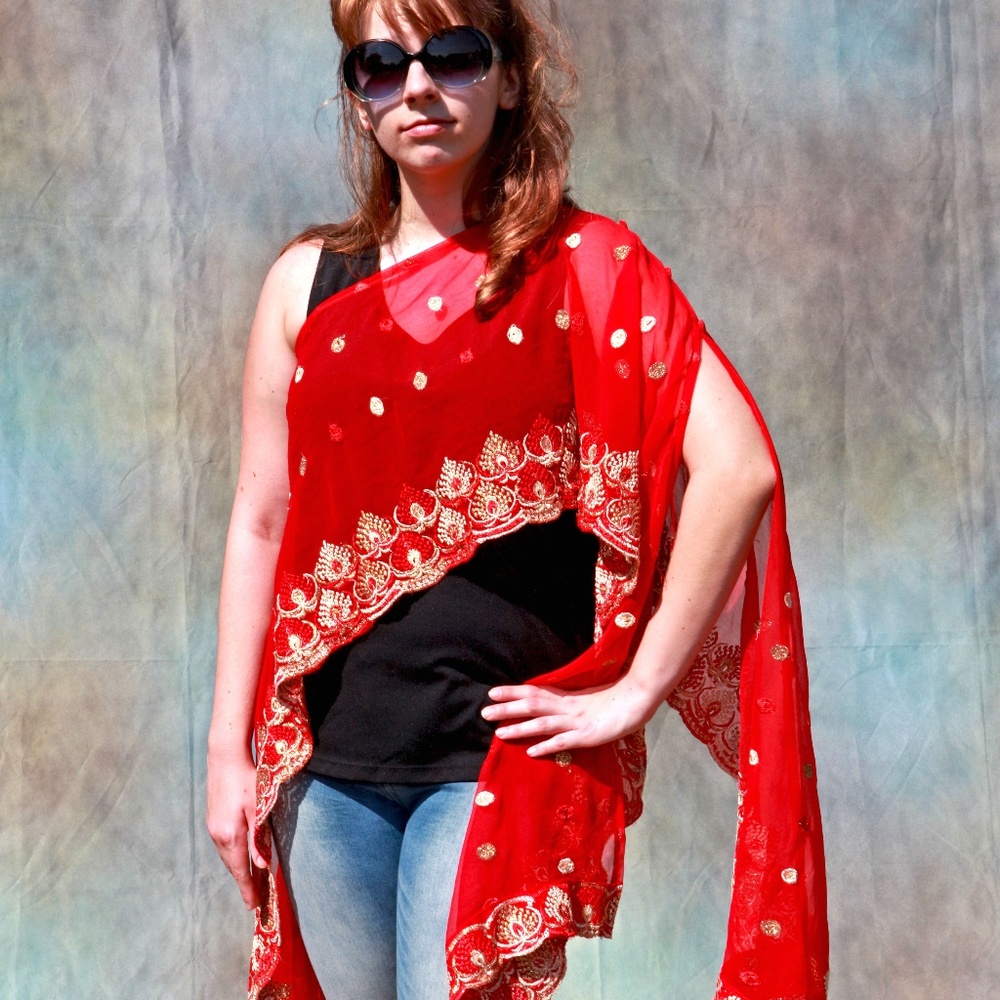 Exclusive, vintage, embroidered Indian wrap!